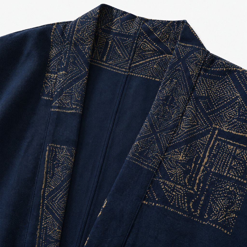 Veste Kimono Patchwork Bleu Outremer Mixte | Kōrin