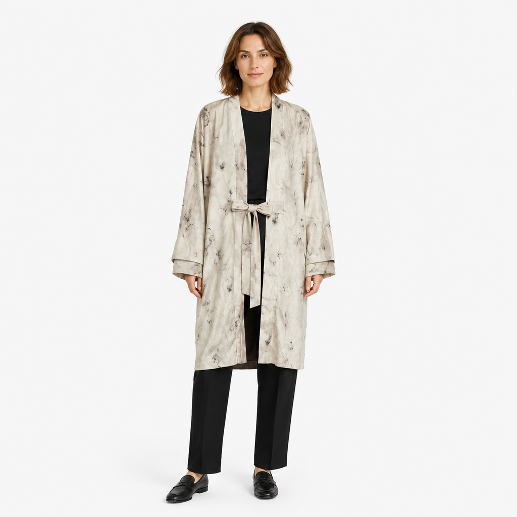 Veste Kimono Unisexe Blanche Mi-longue | Shiroha