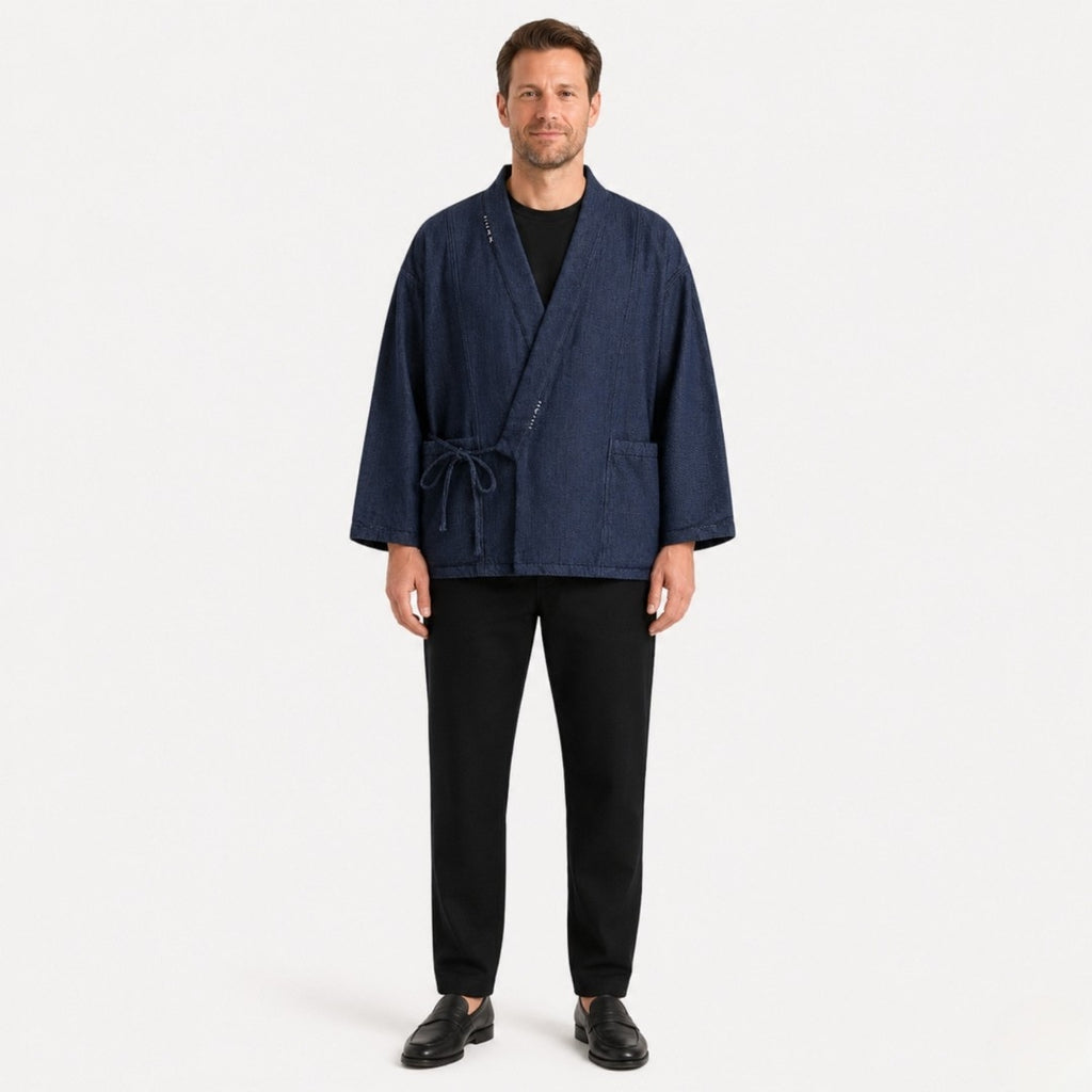 Veste Kimono Homme Matelassée Bleu Marine | Takumi