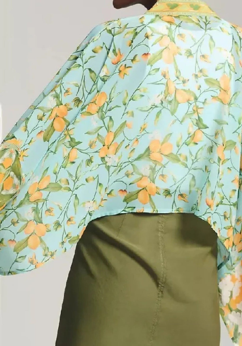 Kimono court bleu cache-cœur bohème