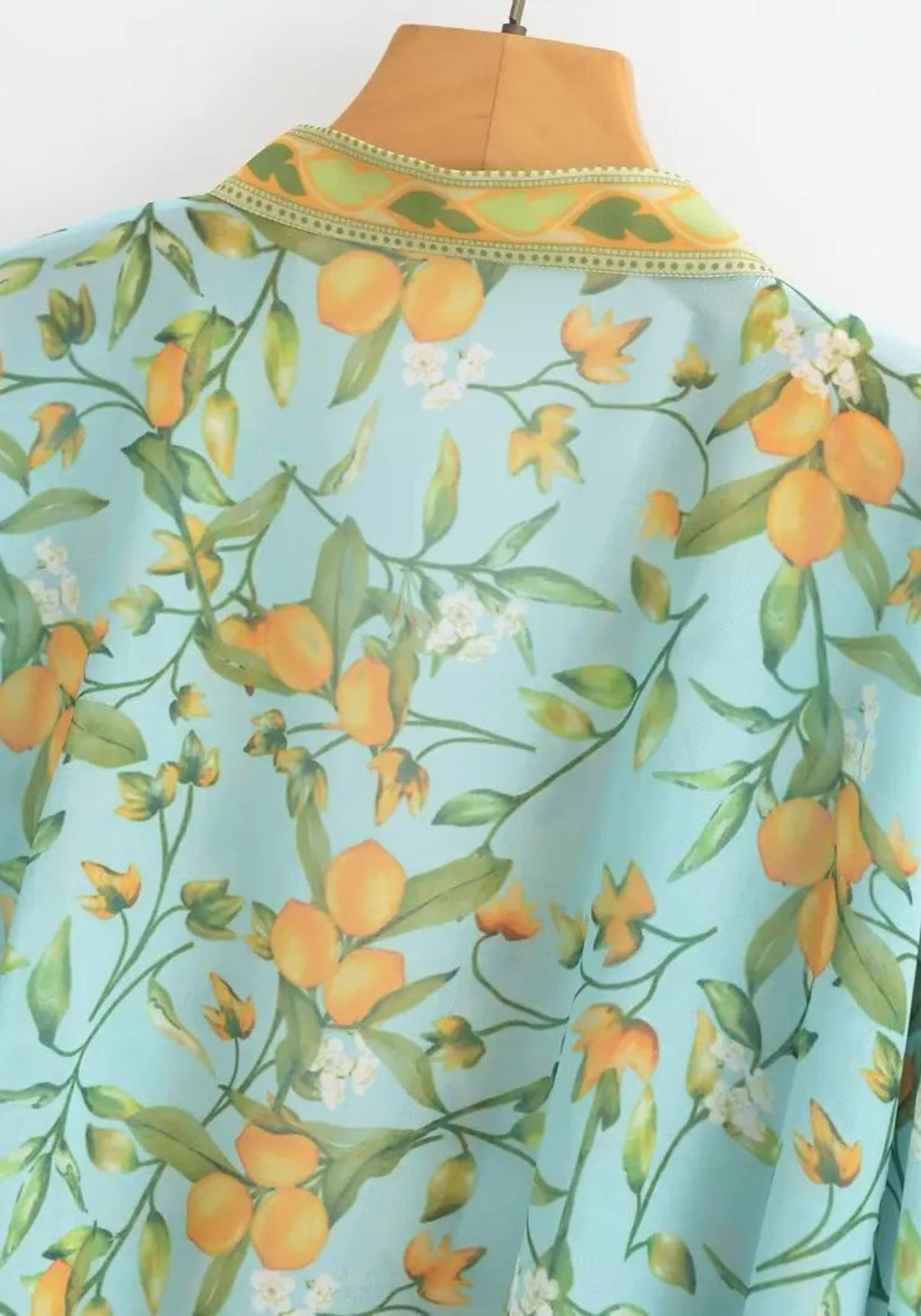 Kimono court bleu cache-cœur bohème