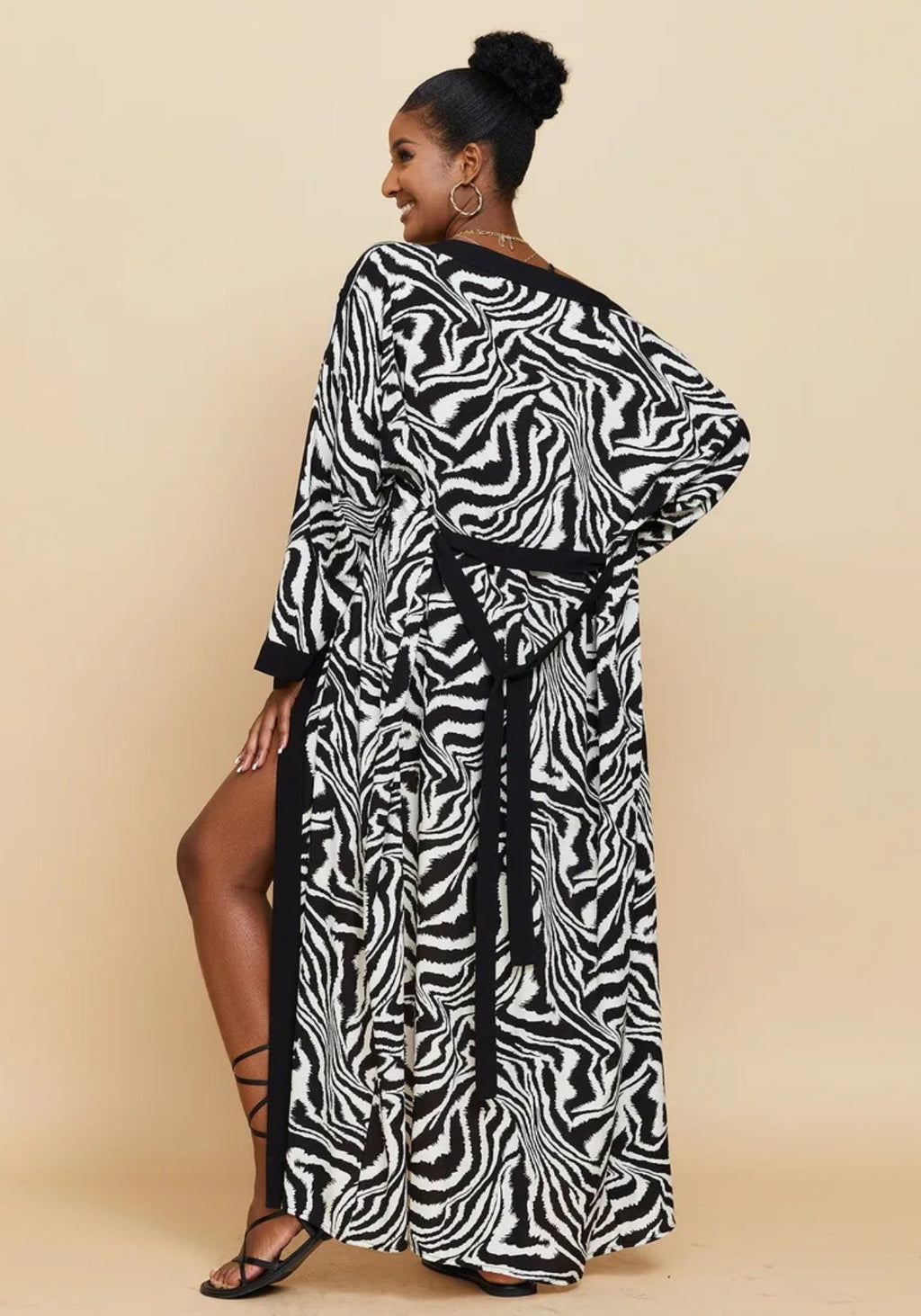 Kimono long à motif zébré