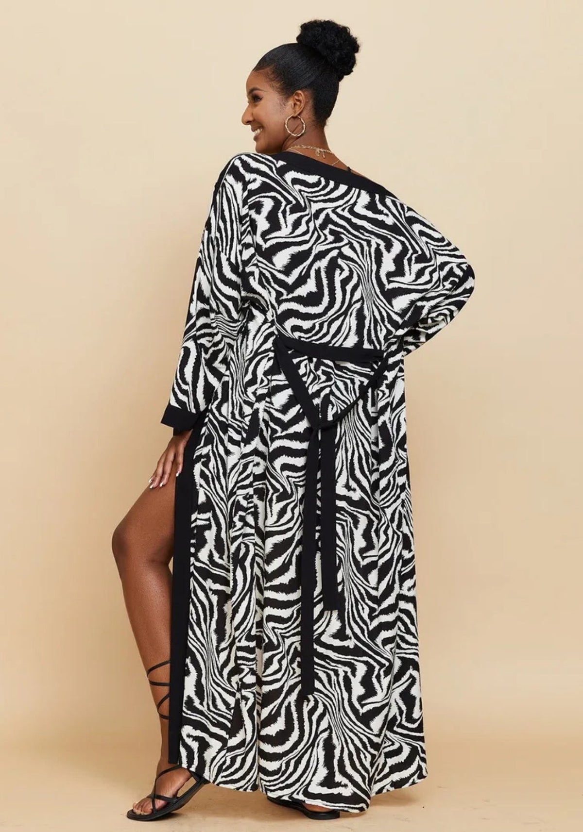 Kimono long à motif zébré
