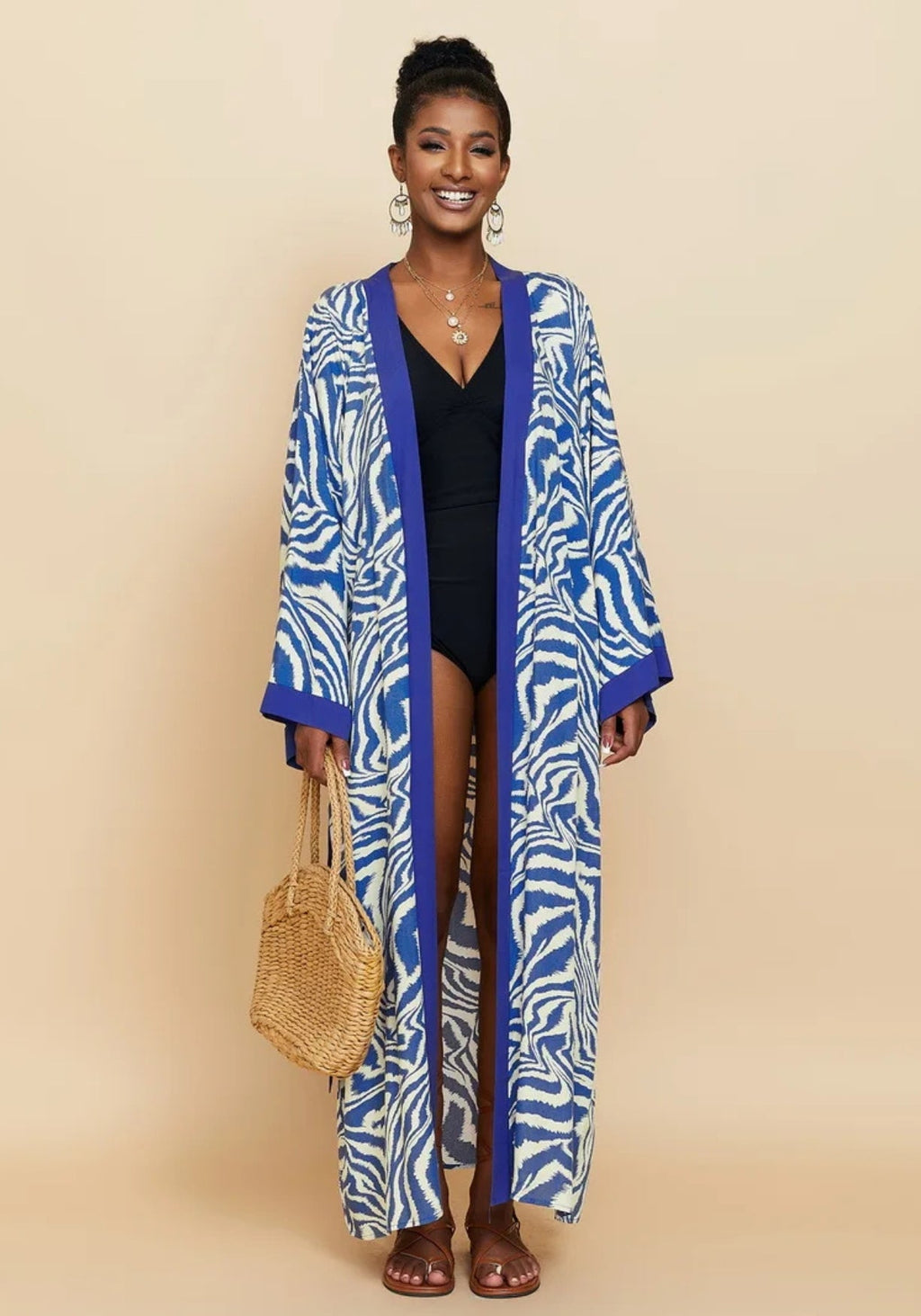 Kimono long à motif zébré