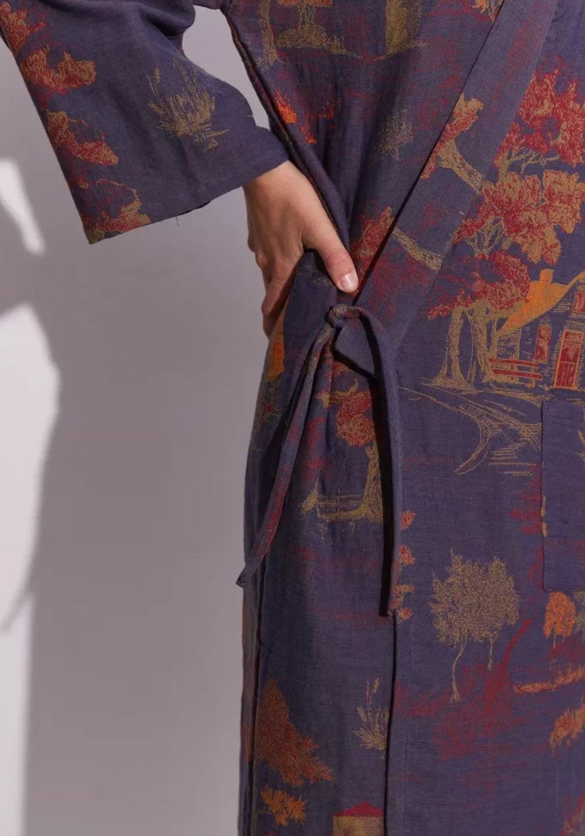 Peignoir kimono bleu femme | Mizuki