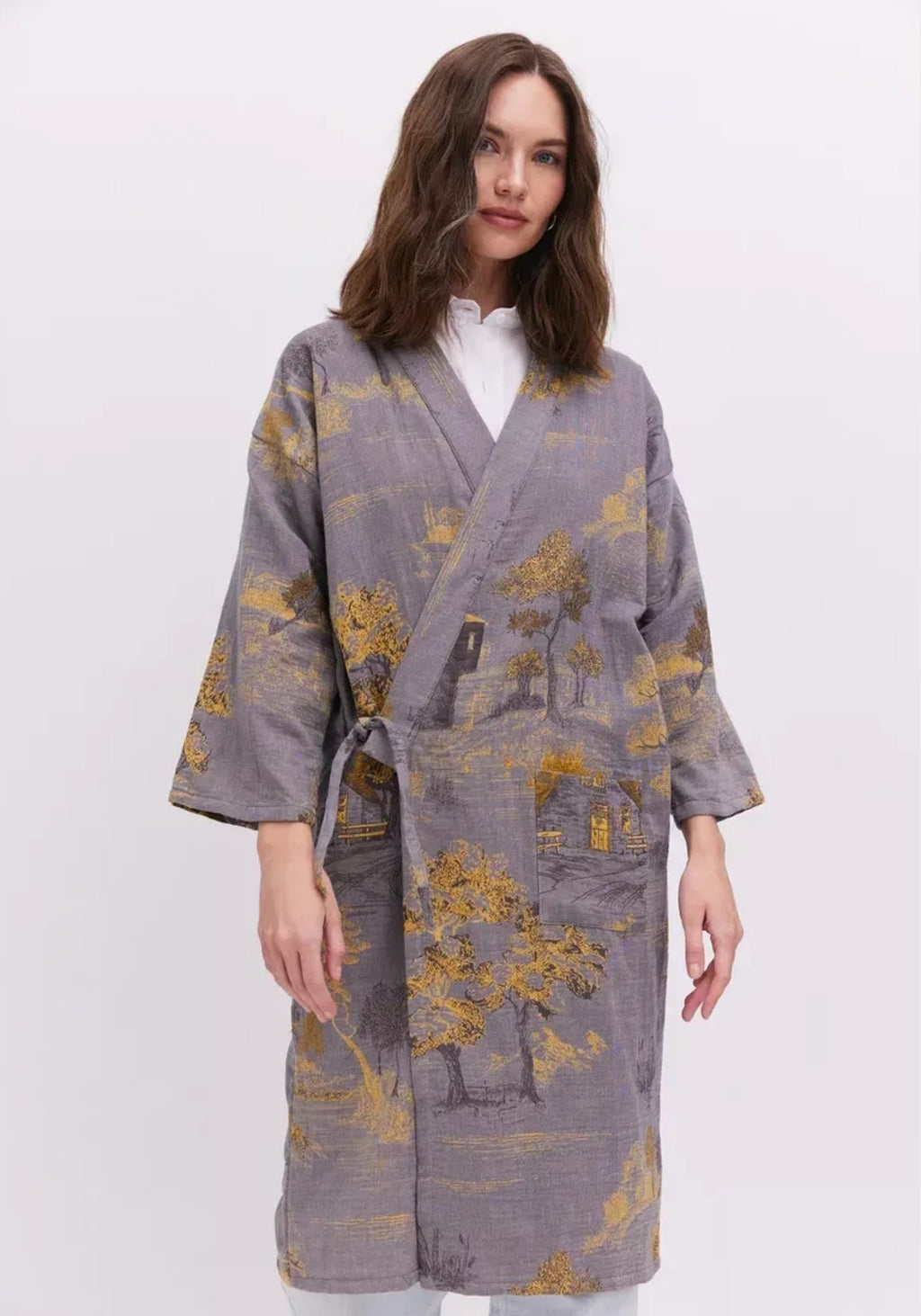 Peignoir kimono gris femme | Refuge