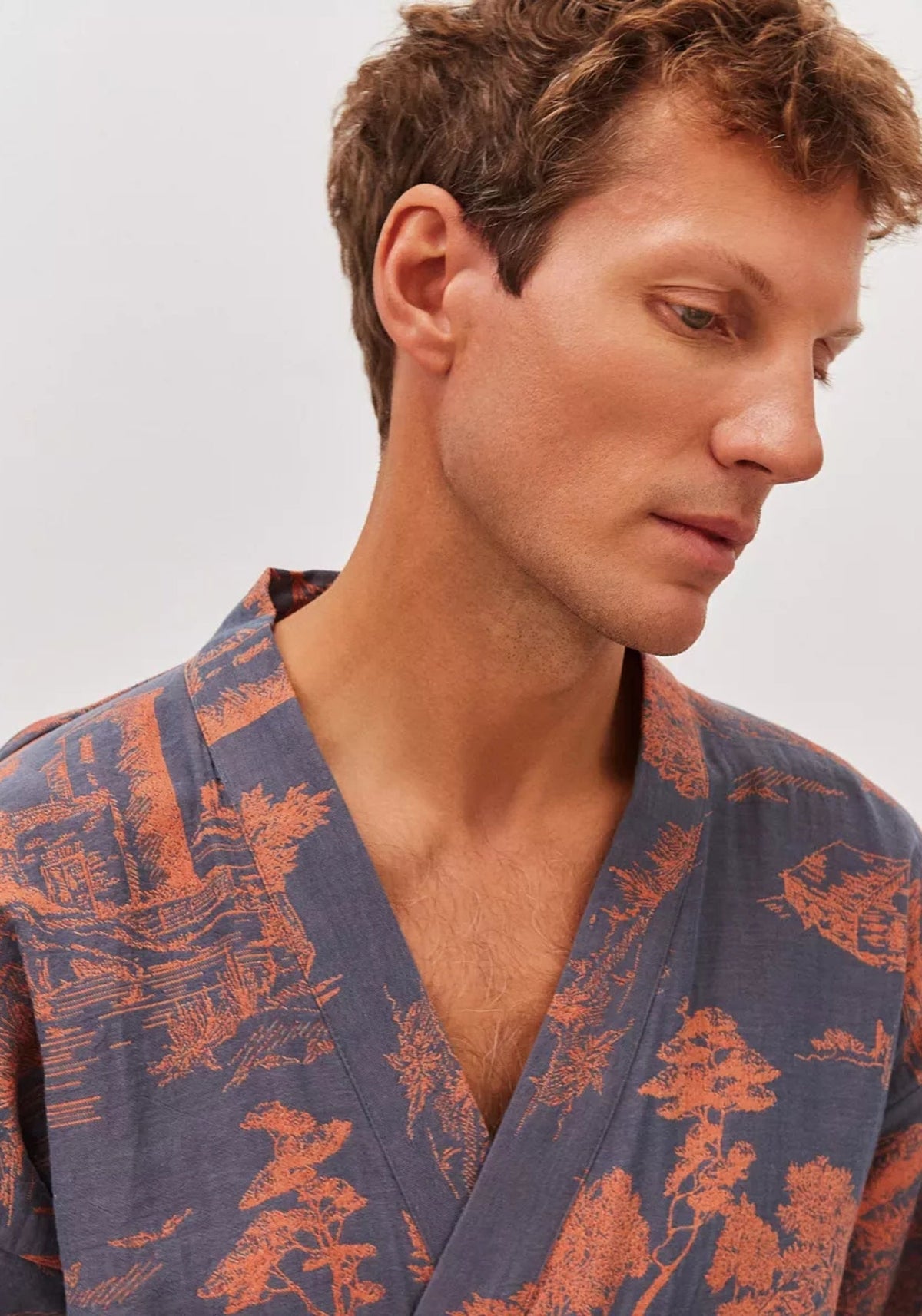 Peignoir kimono homme bleu | Edo