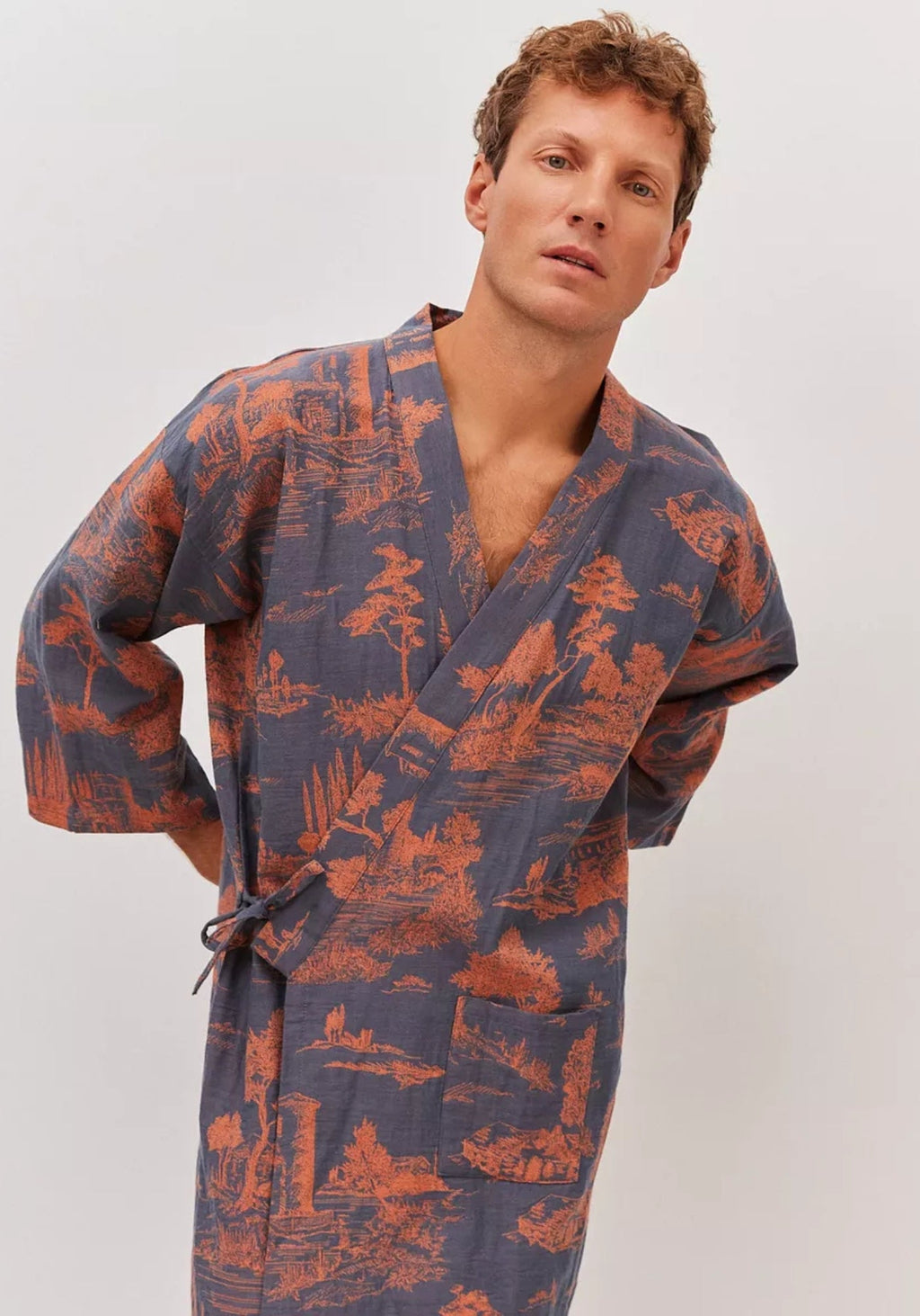 Peignoir kimono homme bleu | Edo