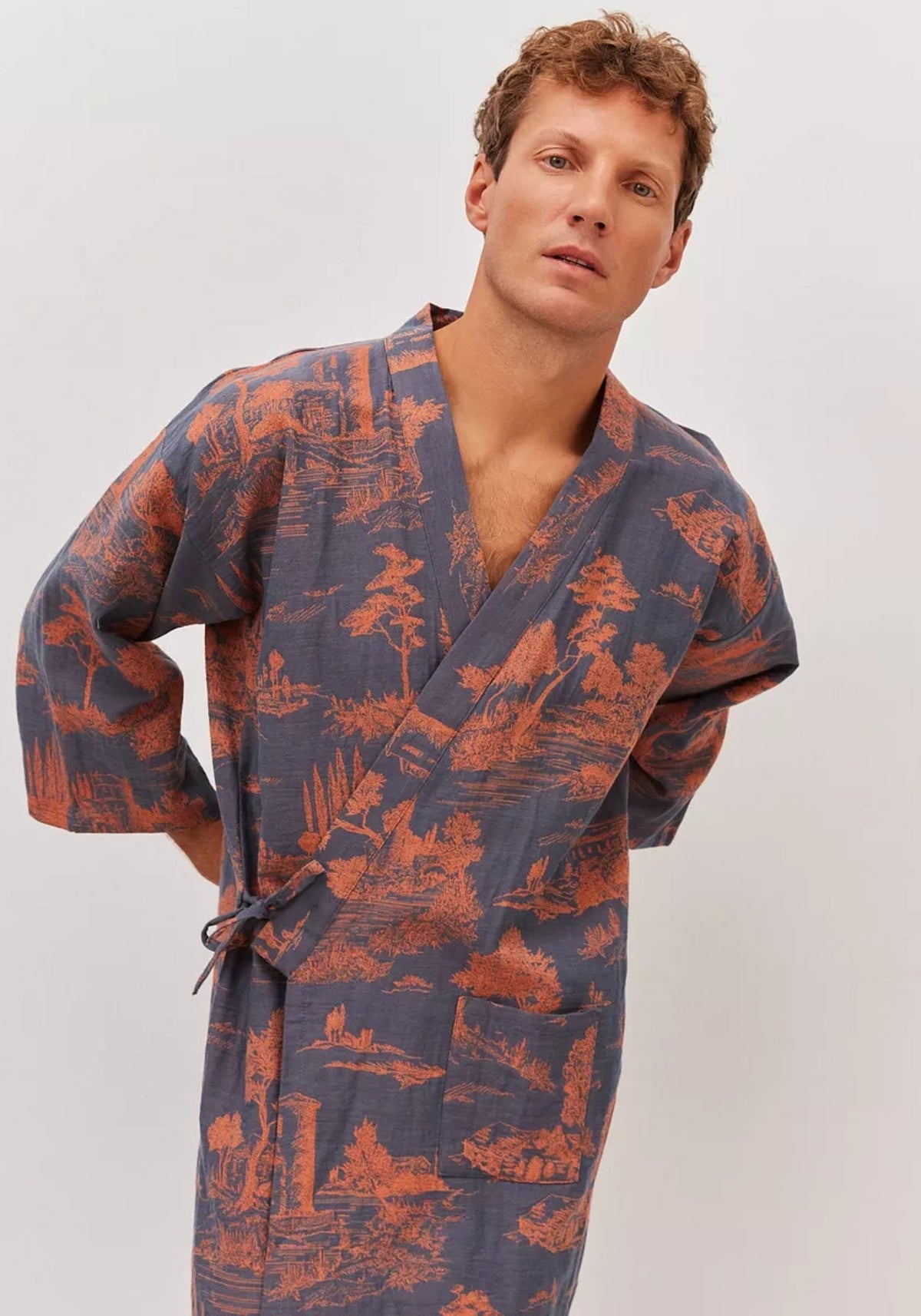 Peignoir kimono homme bleu | Edo