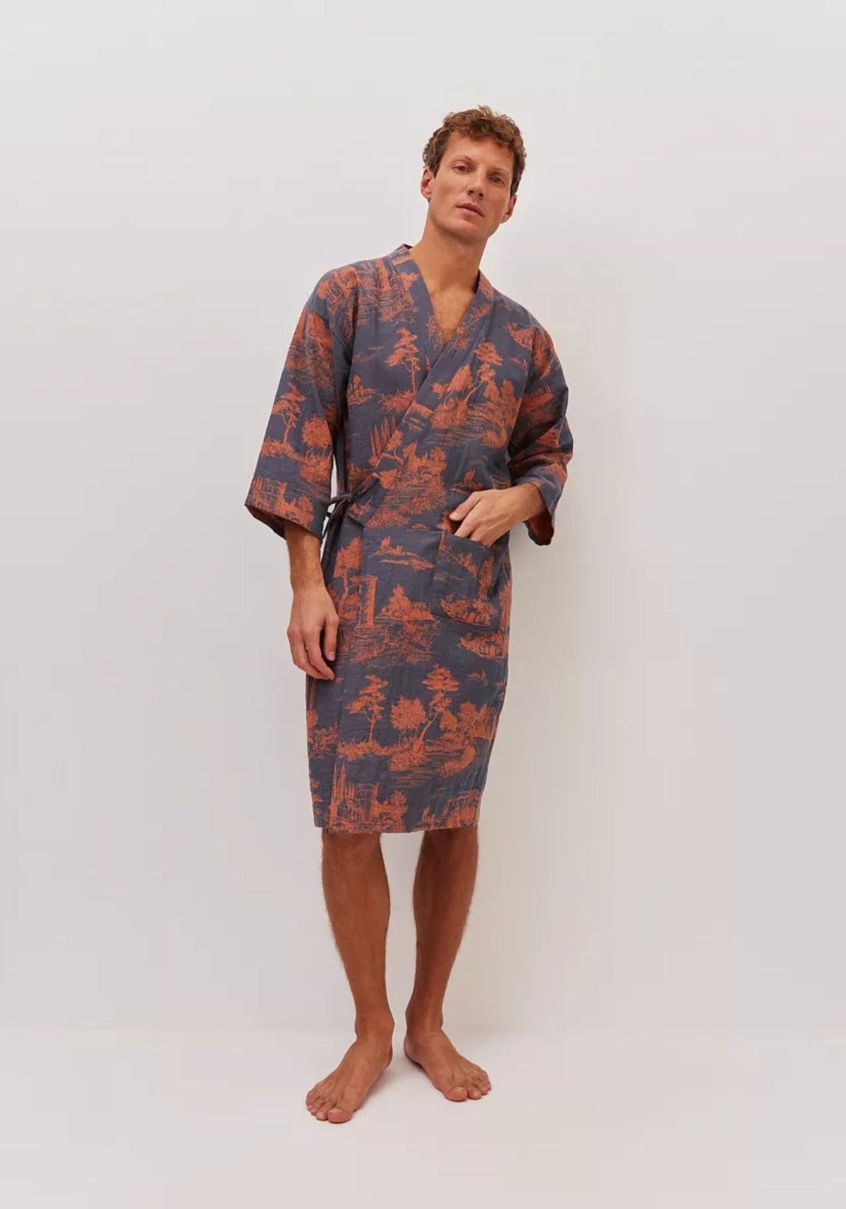 Peignoir kimono homme bleu | Edo