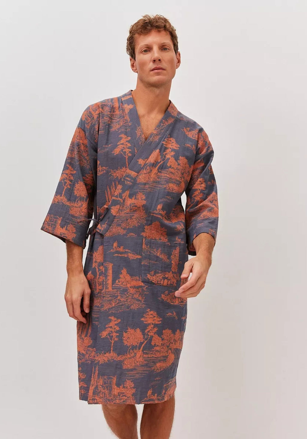 Peignoir kimono homme bleu | Edo