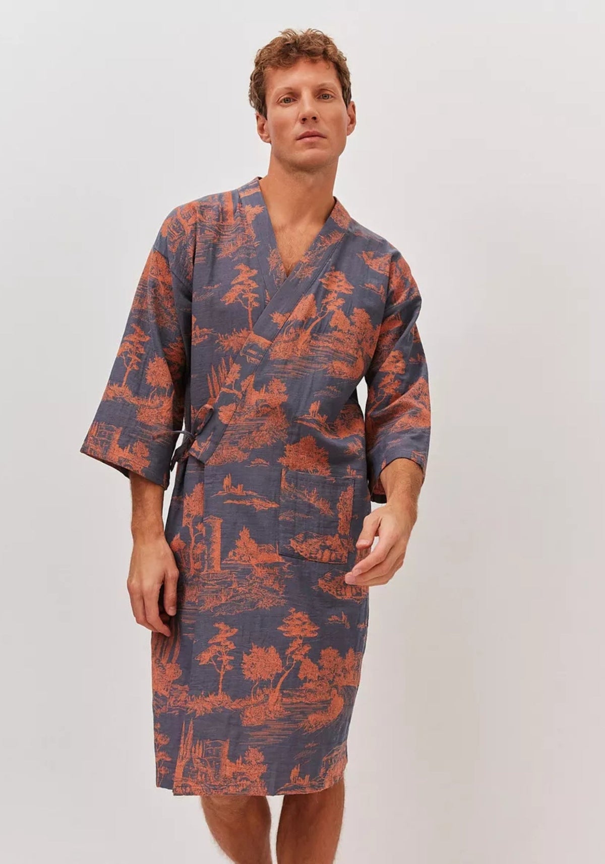 Peignoir kimono homme bleu | Edo
