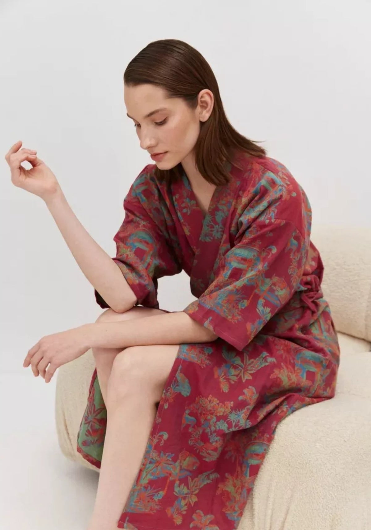 Peignoir kimono rouge femme | Kyoto