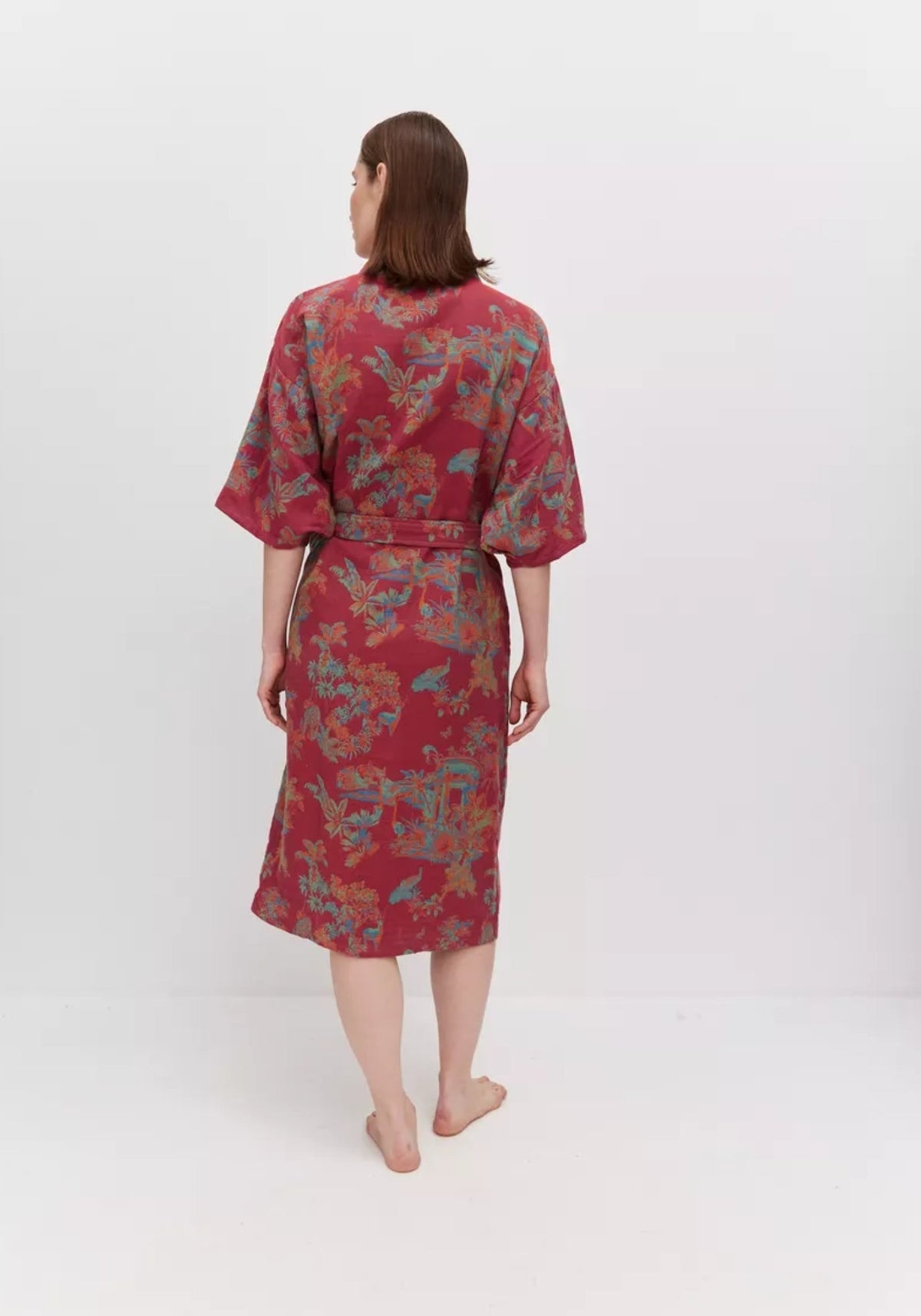 Peignoir kimono rouge femme | Kyoto