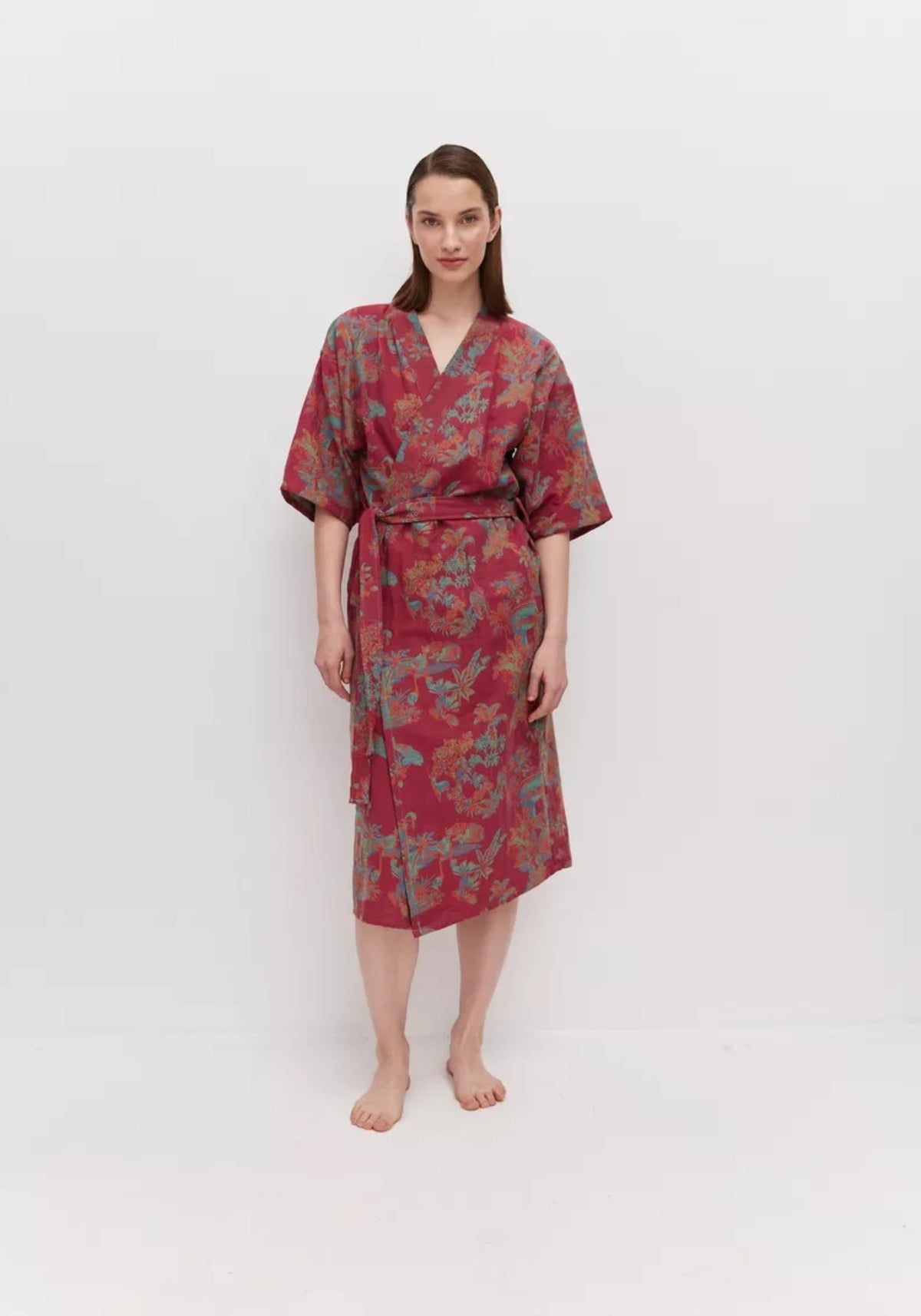 Peignoir kimono rouge femme | Kyoto
