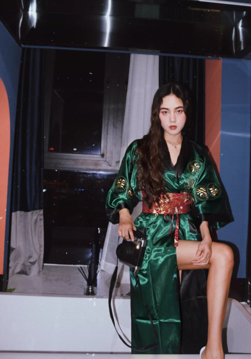 Robe kimono verte | Hisui