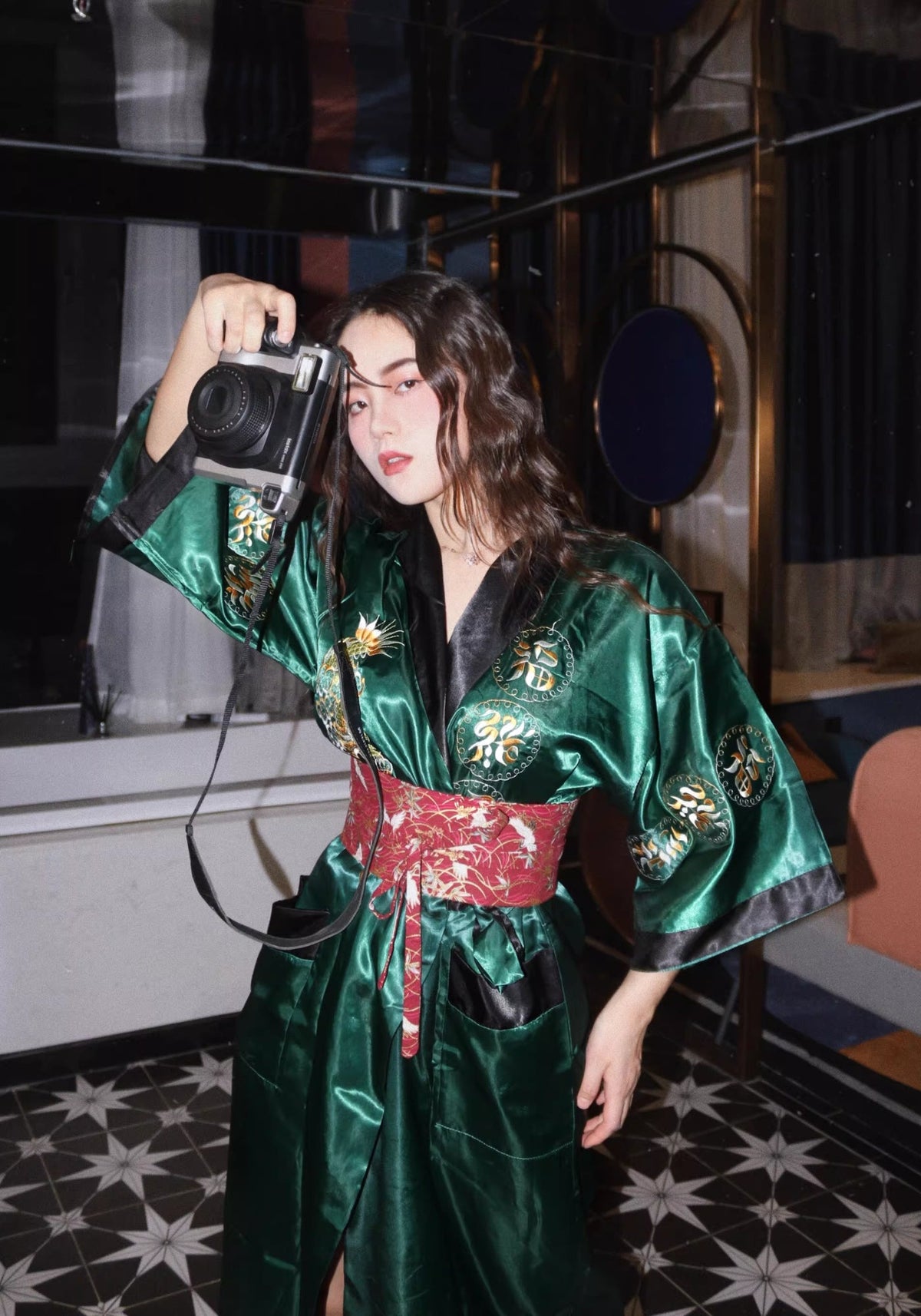 Robe kimono verte | Hisui