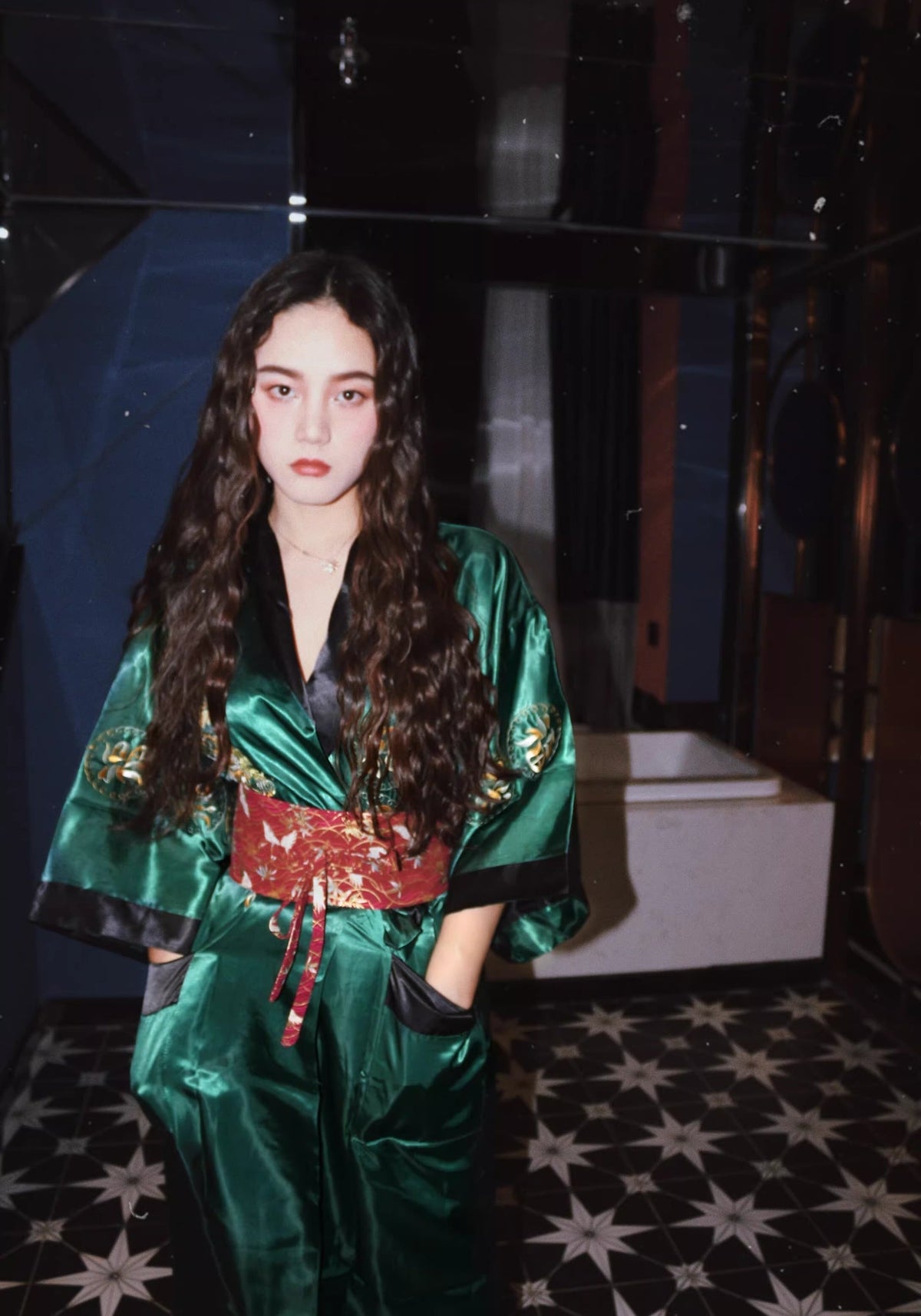 Robe kimono verte | Hisui