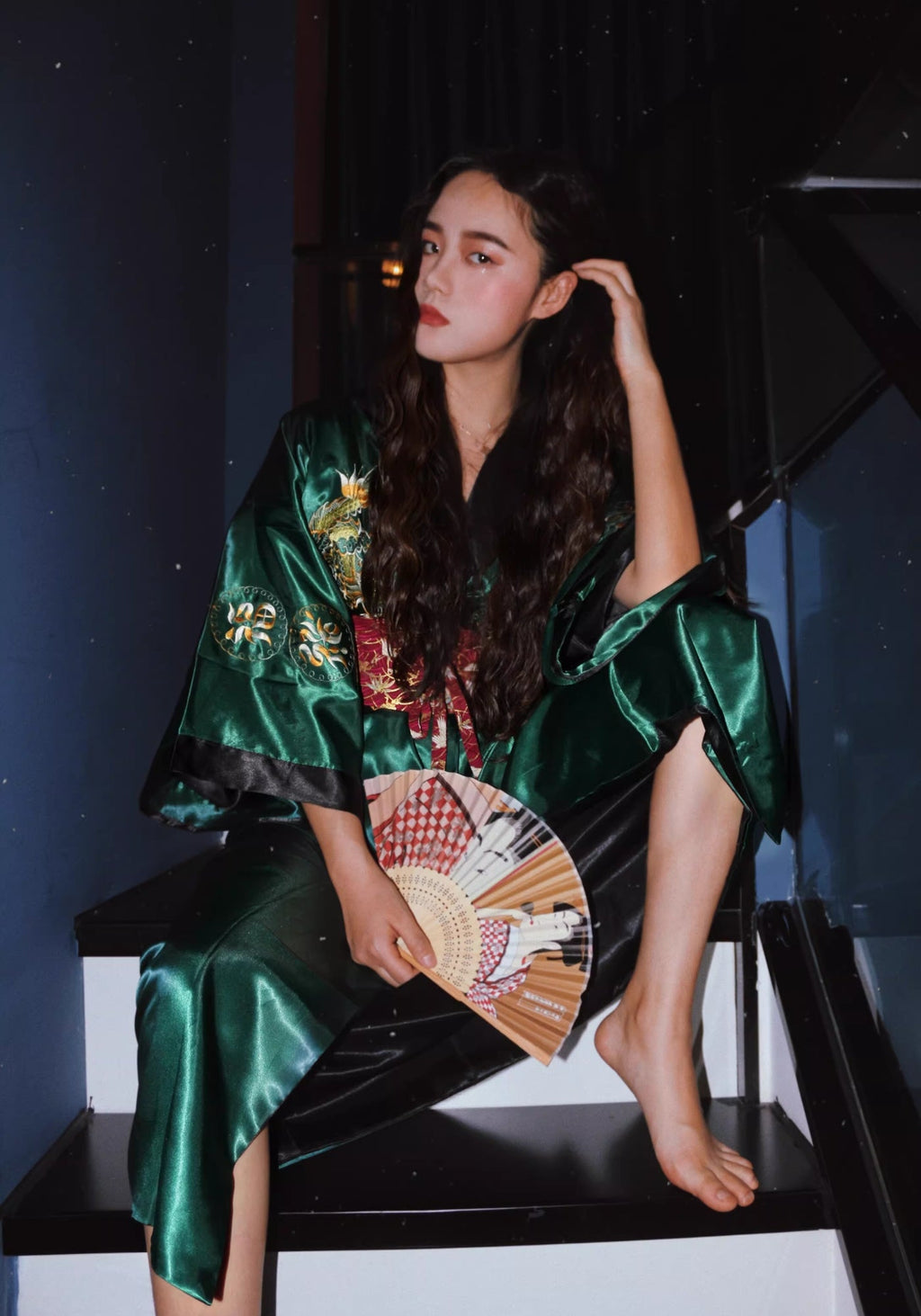Robe kimono verte | Hisui