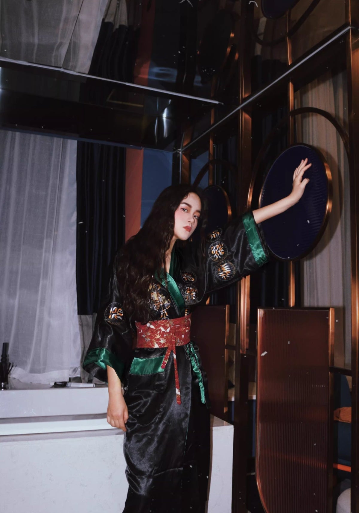 Robe kimono verte | Hisui