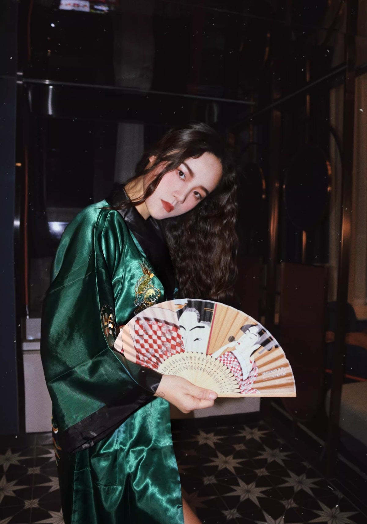 Robe kimono verte | Hisui