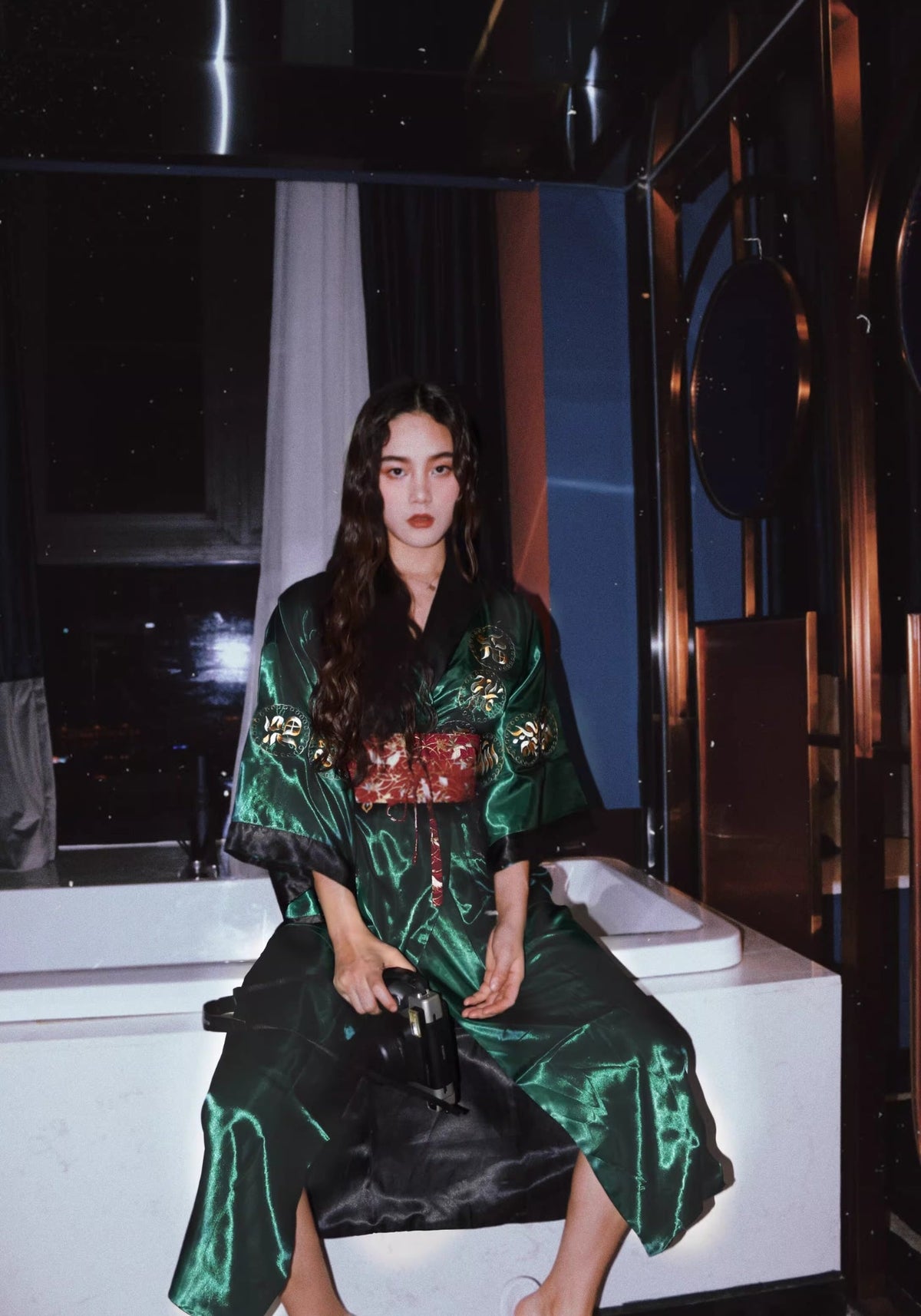 Robe kimono verte | Hisui