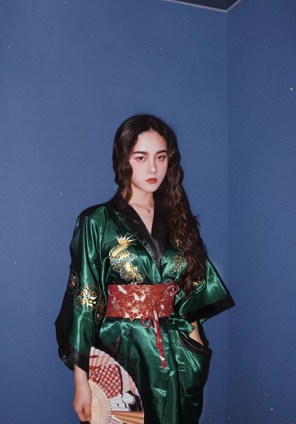 Robe kimono verte | Hisui