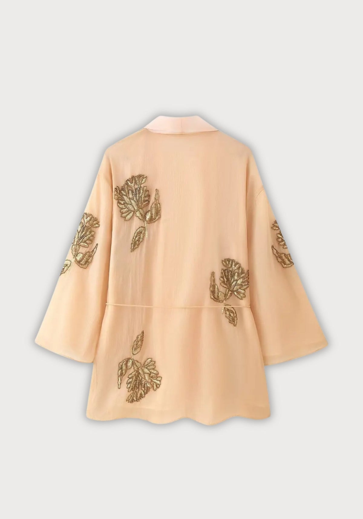 Veste kimono femme | Beige Brodée